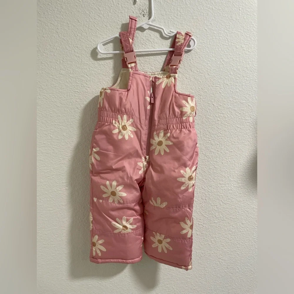 Carters Pink Floral toddler Kids Overall snowbibs